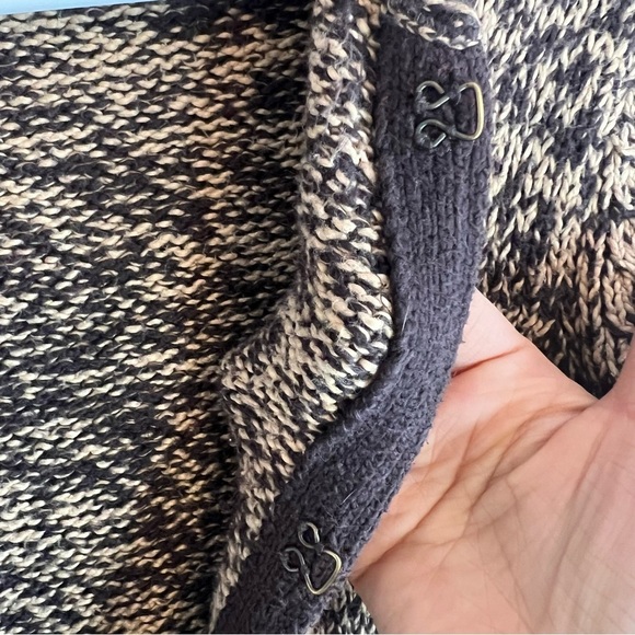 J Crew Brown Black Mix Cardigan Longline Sailor Collar Sz M Thick Warm Basic - Picture 5 of 9